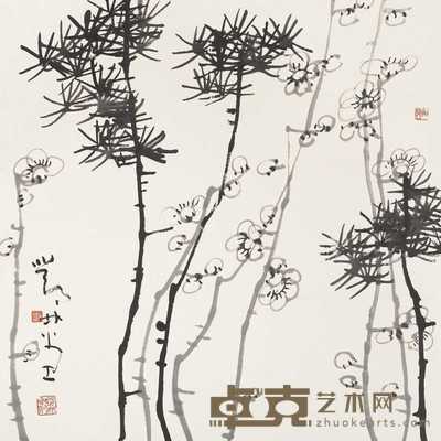 邓林 双清图 镜心 68.5×69cm